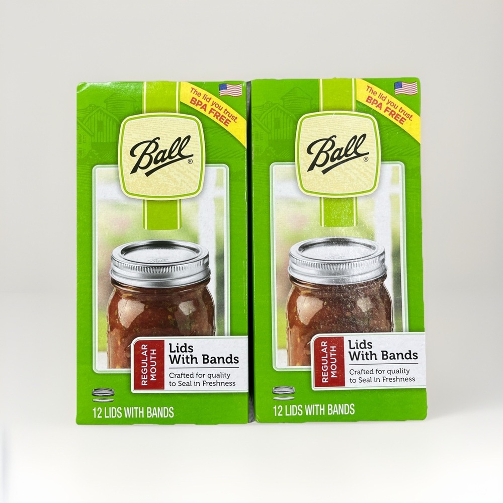 Lot of 2 Ball Regular Mouth Canning 12 Lids‎ & Bands Sure Tight Bundle of 24 NEW